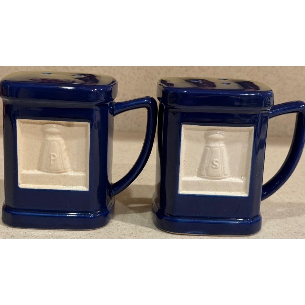 Vintage Roshco Tileware Cobalt Blue Salt & Pepper Shakers